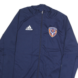 ADIDAS Mens Navy Blue Soccer Track Jacket M Polyester Zip Plain Sportswear