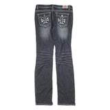 MACHINE Womens Regular Fit Blue Denim Distressed Straight Jeans W32 L32 Stylish