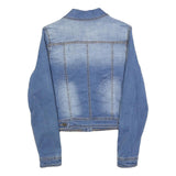 I DODO Womens Blue Denim Jacket S Cotton Blend Button Closure Classic Fit Casual