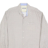 PIERRE BALMAIN Mens White Printed Cotton Blend Shirt XL Stylish Modern Fit