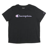 CHAMPION Womens Black Graphic T-Shirt XL Short Sleeve Crew Neck Cotton Casual
