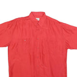VINCI Mens Red Plain Polyester Blend Shirt L Casual Button Pocket