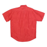 VINCI Mens Red Plain Polyester Blend Shirt L Casual Button Pocket