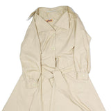 ZELLY Womens Cream Coat M Cotton Blend Plain Button Closure Elegant Midi Length