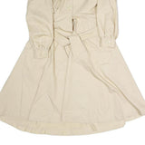 ZELLY Womens Cream Coat M Cotton Blend Plain Button Closure Elegant Midi Length