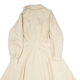 ZELLY Womens Cream Coat M Cotton Blend Plain Button Closure Elegant Midi Length