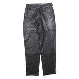 VERO MODA Womens Leather Black Regular Straight Trousers W28 L30 Stylish Zip