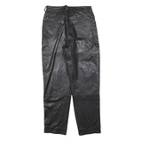 VERO MODA Womens Leather Black Regular Straight Trousers W28 L30 Stylish Zip