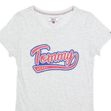 TOMMY JEANS Womens White L Graphic T-Shirt Short Sleeve Crew Neck Cotton Blend