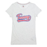 TOMMY JEANS Womens White L Graphic T-Shirt Short Sleeve Crew Neck Cotton Blend
