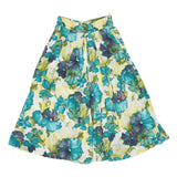 BRIGITTE BOTH Womens Polyester Blend Blue & Green Floral Loose Wide-Leg Trousers
