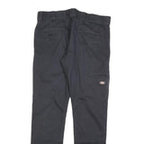 DICKIES Mens Cotton Blend Black Regular Straight Trousers W32 L32 Workwear Zip