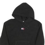 TOMMY JEANS Womens Black Hoodie XS Polyester Blend Casual Warm Hooded Sweatshirt