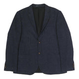 RIVER ISLAND Mens Navy Blue Wool Blazer XL Woven Button Jacket Classic Fit