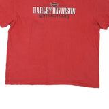 HARLEY DAVIDSON Mens Red Cotton Blend Graphic T-Shirt 2XL Short Sleeve Crew Neck