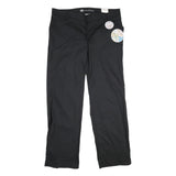 DICKIES Womens Black Relaxed Straight Cotton Blend Trousers W40 L36 Workwear Zip
