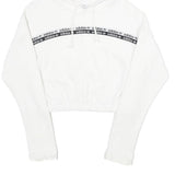 ADIDAS Womens White Cropped Hoodie UK 12 Cotton Long Sleeve Pull On Sports