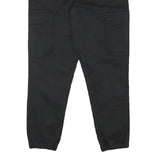 PULL & BEAR Mens Cotton Blend Black Relaxed Drawstring Cargo Trousers W32 L28