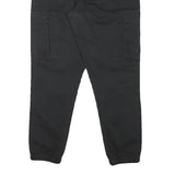 PULL & BEAR Mens Cotton Blend Black Relaxed Drawstring Cargo Trousers W32 L28