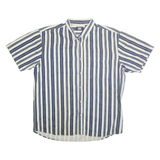 FADED GLORY Mens Blue & White Striped Shirt XL Cotton Casual Summer Button-Down