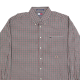 TOMMY HILFIGER Mens Red Black & White Checked Shirt XL Classic Button-Down