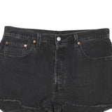 LEVI'S Womens Black Denim Cut-Off Shorts L W34 Frayed Hem Casual