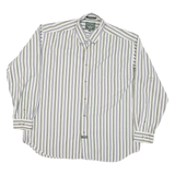 DOCKERS Mens White & Green & Blue Striped Cotton Blend Shirt M Casual Long