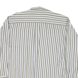 DOCKERS Mens White & Green & Blue Striped Cotton Blend Shirt M Casual Long
