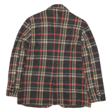 JRT Mens Grey & Orange Wool Check Jacket M Button Classic Fit Warm Stylish