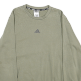 ADIDAS Mens Green Crew Neck M Cotton Blend Sweatshirt Logo Casual Pullover