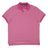 CHAPS Mens Pink & White Striped Short Sleeve Polo Shirt XL Cotton Blend Casual
