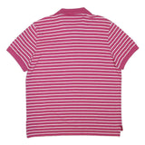 CHAPS Mens Pink & White Striped Short Sleeve Polo Shirt XL Cotton Blend Casual