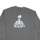 NFL Mens Grey Super Bowl XLVI Long Sleeve Crew Neck Cotton Blend 2XL T-Shirt