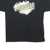 RUSSELL ATHLETIC Mens Black Lacrosse Graphic T-Shirt M Short Sleeve Crew Neck