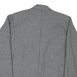 Womens Grey Synthetic Button Jacket L Woven Stripe Classic Tailored