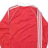 ADIDAS Mens Red White Classic Football Shirt Long Sleeve Collared Polyester M