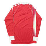 ADIDAS Mens Red White Classic Football Shirt Long Sleeve Collared Polyester M
