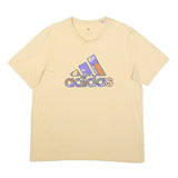 ADIDAS Mens Cream Graphic T-Shirt L Short Sleeve Crew Neck Cotton Blend