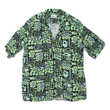 VINTAGE SUPPLY Mens Black Green Abstract Print Shirt L Relaxed Cotton Blend