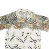 SEPERATE ISSUE Womens Cream Animal Print Shirt Short Sleeve Button Collar XL