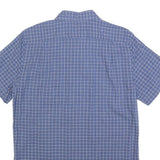 LACOSTE Mens Blue Check Shirt S Cotton Short Sleeve Casual Lightweight