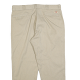DICKIES Mens Cotton Blend Beige Regular Straight Trousers W40 L30 Workwear Zip