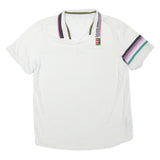 NIKE Mens White Striped Short Sleeve Polo Shirt L Sportswear