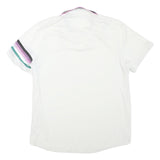 NIKE Mens White Striped Short Sleeve Polo Shirt L Sportswear