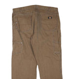 DICKIES Mens Jeans Brown Regular Straight Denim Raw W40 L30 Zip Workwear