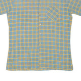 ACKERMANN Mens Beige & Blue Checked Short Sleeve Shirt M Cotton Blend Casual