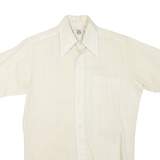Mens White Polyester Blend Short Sleeve Shirt S Classic Collar Chest Pocket