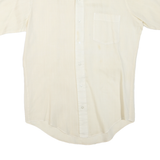 Mens White Polyester Blend Short Sleeve Shirt S Classic Collar Chest Pocket