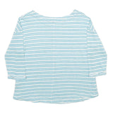 WHITE STUFF Womens Blue & White Striped Basic Top 3/4 Sleeve Round Neck UK 10