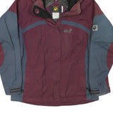 JACK WOLFSKIN Womens Maroon & Blue Outdoor Jacket UK 12 Polyester Blend Zip
